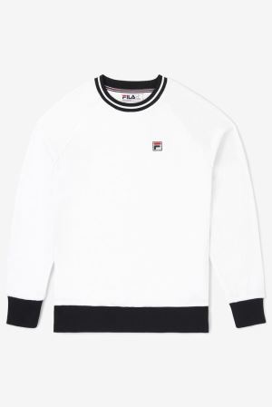 FILA Cosmo Velour Crew Sweatshirts White / Black,Mens Clothing | CA.RYBJNP932